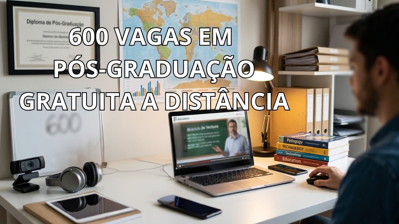 Instituições públicas abrem quase 600 vagas em especializações gratuitas com opções EaD